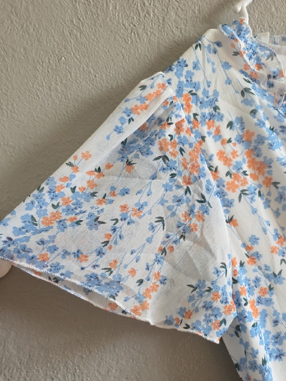 SHEIN White Floral Midi Dress with Blue and Peach Flowers - Picture 3 of 4